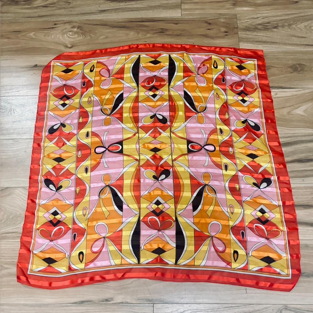 Colorful Vintage Geometric Silk Scarf